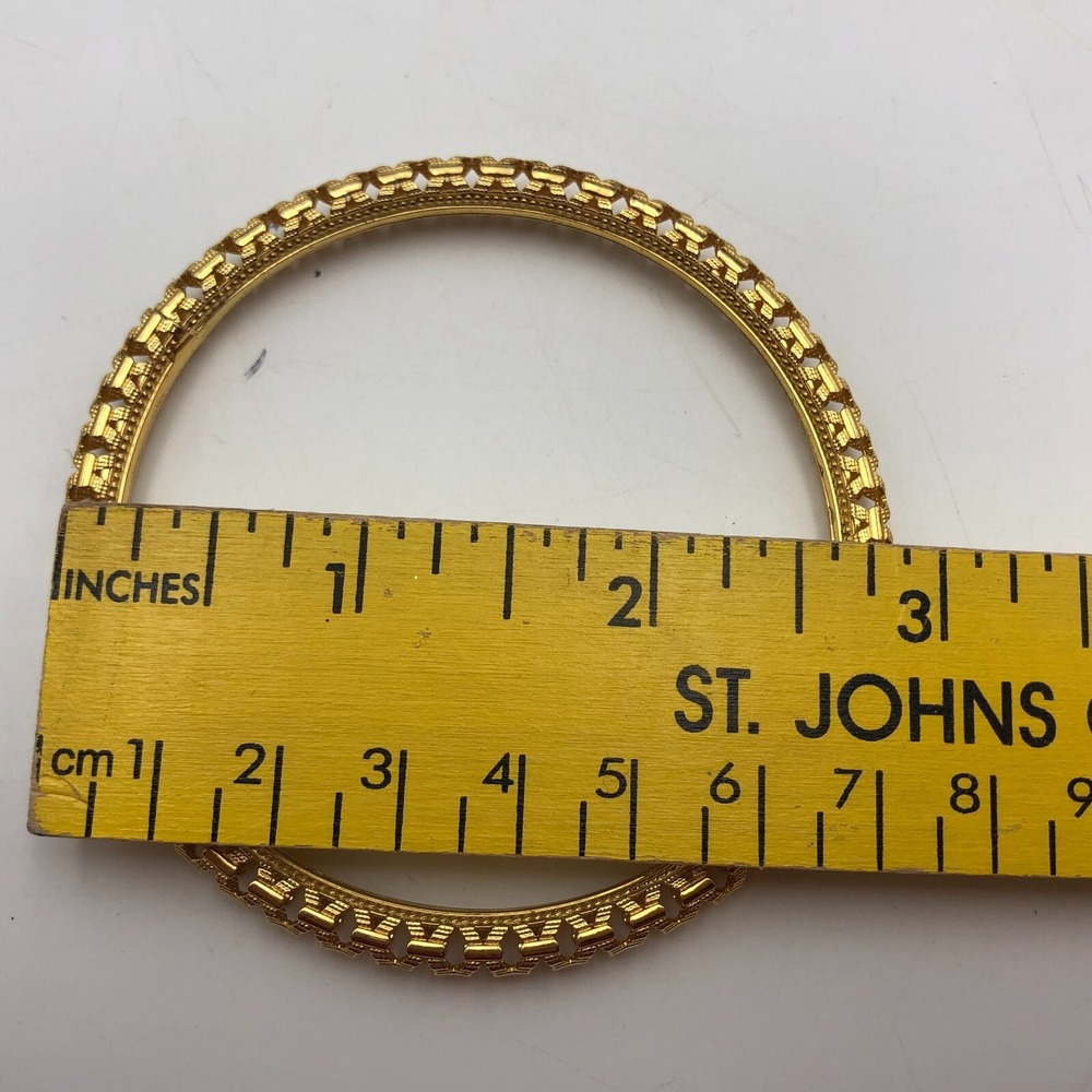 JBK Jacqueline Kennedy Gold Tone Open Work Textured Hollow Bangle Bracelet - Picture 6 of 7